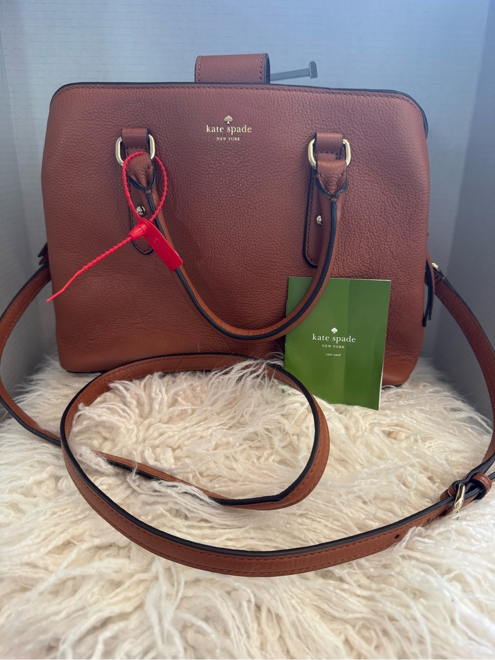 kate spade Brown Pebbled Leather Satchel with Gold Hardware